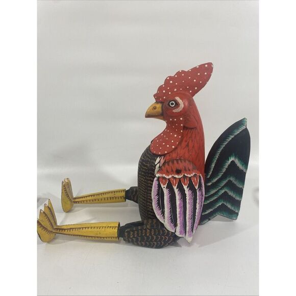 Pier One Imports Wooden Hand Painted Primitive Folk Art  Rooster Shelf Sitter - Picture 5 of 9